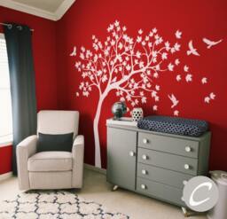 White Tree Wall Decal Huge Wall Decal Mural Stickers Nursery & Birds Art Tattoo Nature Decor -Am016 - thumbnail 1