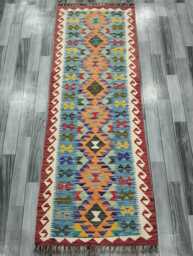Runner Rug Classic, Handmade Artisan Afghan Turkish, Scandinavian, Navajo, Bohemian, Wool Flatweave Multicolour Kilim 203x73 cm - thumbnail 1