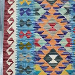 Runner Rug Classic, Handmade Artisan Afghan Turkish, Scandinavian, Navajo, Bohemian, Wool Flatweave Multicolour Kilim 203x73 cm - thumbnail 4