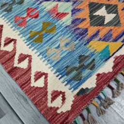 Runner Rug Classic, Handmade Artisan Afghan Turkish, Scandinavian, Navajo, Bohemian, Wool Flatweave Multicolour Kilim 203x73 cm - thumbnail 2