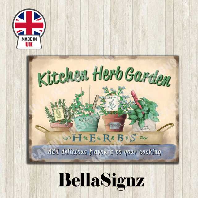 Kitchen Herb Garden Metal Sign, Vintage Style Home Decor - image 1