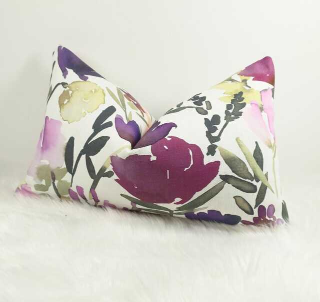 12x20 Floral Lumbar Cushion Cover - Pink Bloom Meadow Pillow John Lewis Fabric Rectangular Cotton Throw Double Sided Handmade - image 1