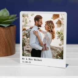 Personalised Photo Stand - Custom Metal Standing Frame Anniversary Gift For Him Husband Boyfriend Birthday Her Wife Girlfriend