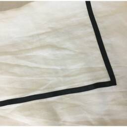 White Linen Shower Curtain With Border Trim, Hotel Framed - thumbnail 2