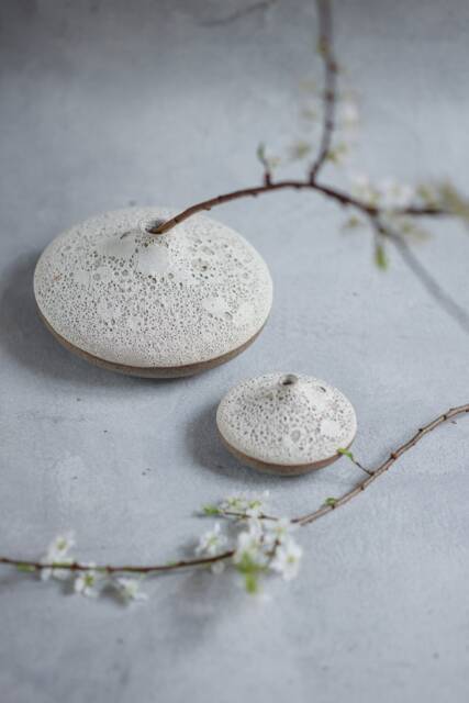 Moon Collection Volcanoe Mini Bud Vase, Minimal Nordic Natural, Handmade Wheel Thrown Organic - image 1