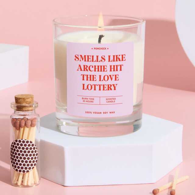 Funny Gift For Bride Scented Candle For Bridal Shower Han Party Smells Like Name Hit The Love Lottery Fun Romantic Vegan - image 1