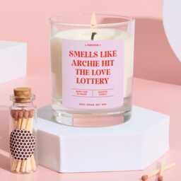 Funny Gift For Bride Scented Candle For Bridal Shower Han Party Smells Like Name Hit The Love Lottery Fun Romantic Vegan - thumbnail 1