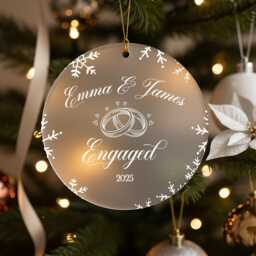 Christmas Engagement Ornament Frosted Acrylic Keepsake - Custom Names & Year - thumbnail 2