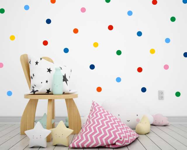 Rainbow Polka Dot Wall Decals Confetti Nursery Decor - Pack Of 160 - image 1