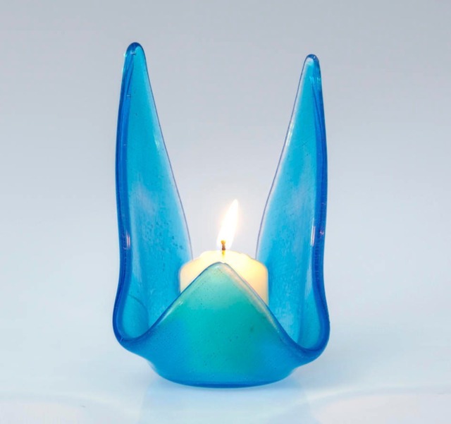 Fused Glass Votive, Candle Holder, Turquoise Hostess Gift, Wedding - image 1