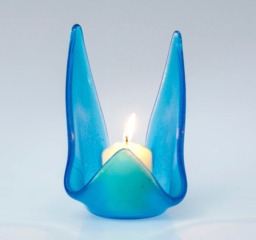 Fused Glass Votive, Candle Holder, Turquoise Hostess Gift, Wedding