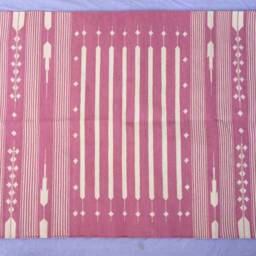 Light Pink & White Strips Cotton Rug Dhurrie - Stripes - thumbnail 2