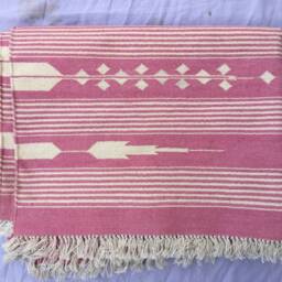 Light Pink & White Strips Cotton Rug Dhurrie - Stripes - thumbnail 4