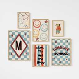 Set Of 6 Boys Gallery Wall Personalised Long Live Boyhood Prints For Bedroom Or Playroom - thumbnail 1