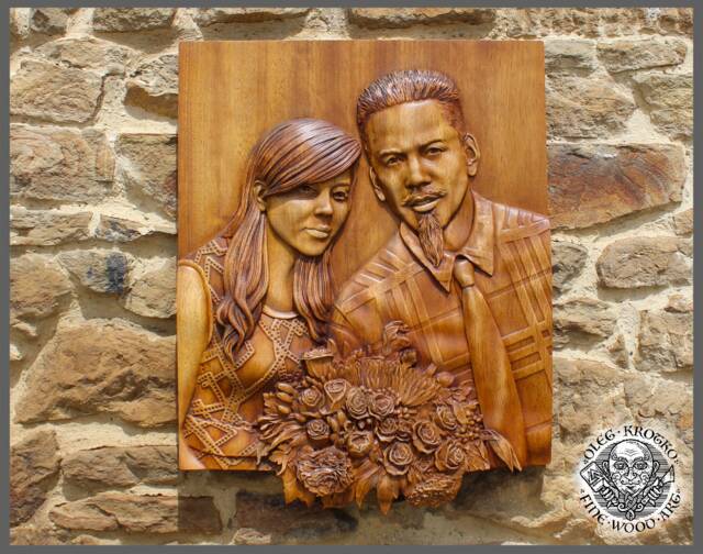 Custom Wood Carved Portrait Personalized Fine Art Sculpture - image 1