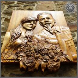 Custom Wood Carved Portrait Personalized Fine Art Sculpture - thumbnail 3