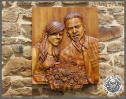 Custom Wood Carved Portrait Personalized Fine Art Sculpture - thumbnail 1