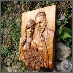 Custom Wood Carved Portrait Personalized Fine Art Sculpture - thumbnail 2