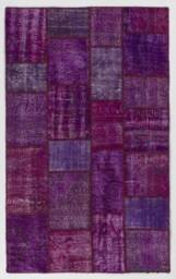 Handmade Turkish Patchwork Rug Sweet Purple Wool, Cotton
