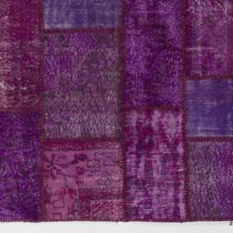 Handmade Turkish Patchwork Rug Sweet Purple Wool, Cotton - thumbnail 3