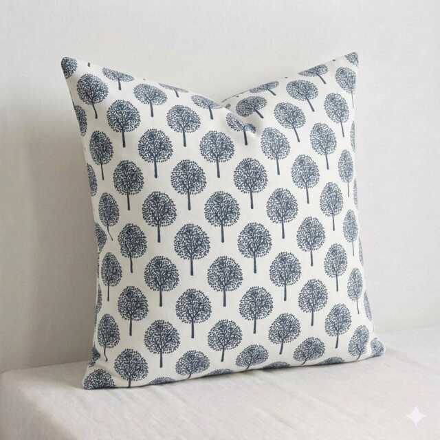 Block Print Tree Lumbar Pillow Cover, Ethnic Neutral - 12x20 - image 1