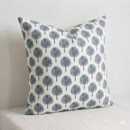 Block Print Tree Lumbar Pillow Cover, Ethnic Neutral - 12x20 - thumbnail 1