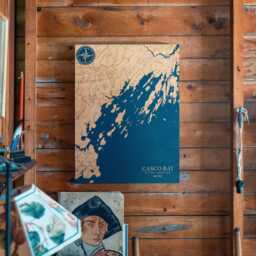 Casco Bay, Maine Map - Engraved Wood Coastal Wall Art Sign, Beach House Home Decor Nautical Print, Unique Personalized Family Gift - thumbnail 1
