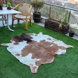 Cow Hide Rugs For Home Appeal - Brazilian Skin Brown & White Cowhides Tricolor Custom Living Room Floor Area - thumbnail 2