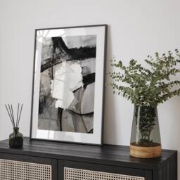 Germany Map - Black & Grey Abstract Painting Of Wall Art Print Traval Poster - thumbnail 1