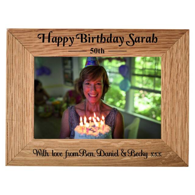 Personalised Engraved Birthday Photo Frame - Landscape Or Portrait For Her Mum Mother Friend 40Th 50Th 60Th Gift Present