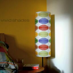 Tall Funky Retro Lampshade Real Scandinavian Fabric, Stylish Geometric Scandi Pattern, Handmade By Vivid Shades - thumbnail 2