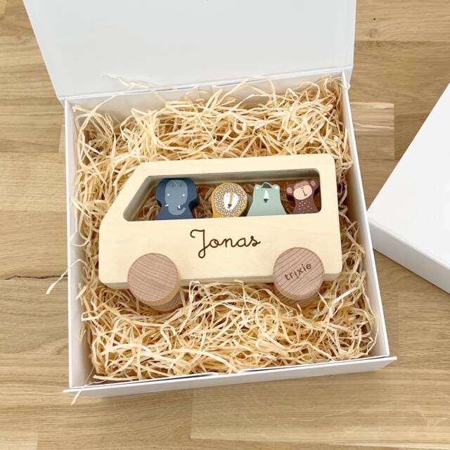 Christmas Gift Children's Wooden Toy Personalized With Name/Airplane Car Individually Or in A Set Gift Box - image 1