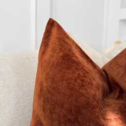Chenille Velvet Terracotta Pillow Cover Home Decor Rust Cushion Terrracotta Lumbar - All Sizes - thumbnail 2