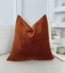 Chenille Velvet Terracotta Pillow Cover Home Decor Rust Cushion Terrracotta Lumbar - All Sizes