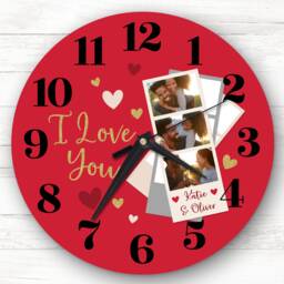 I Love You Photo Red Couple Valentine's Day Gift Anniversary Personalised Clock - thumbnail 1