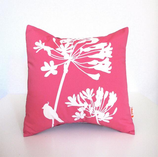 Hot Pink Cardinal On Agapanthus-Mini 10.5 Inches Square Pillow - image 1