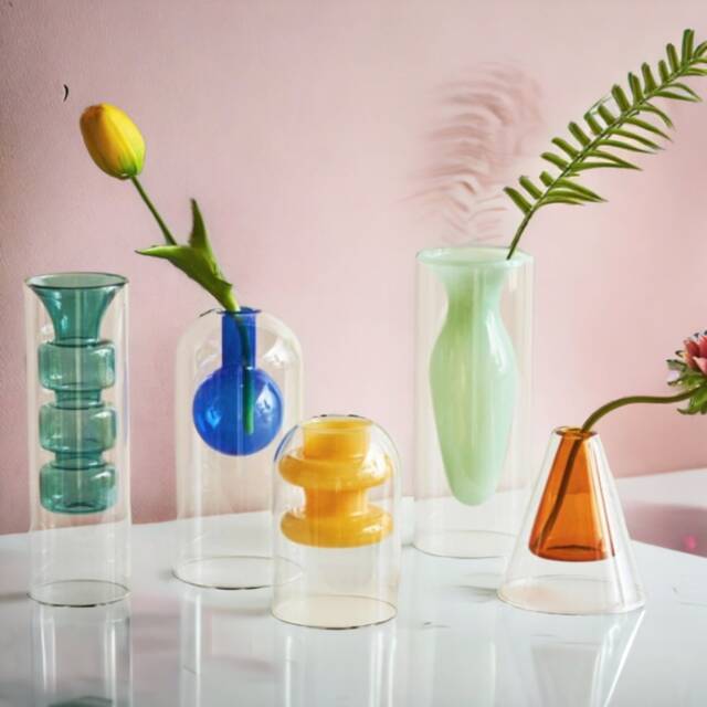 Terrarium Hydroponic Transparent Coloured Glass Vase - Flower Arrangement Home Gift Decoration - image 1