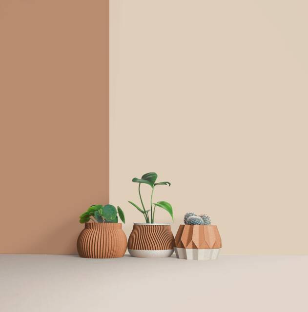 Set Of 3D Wooden Indoor Plant Pots - Gift For Lovers Apartment Decoration Minimalist Geometric Design - image 1