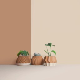 Set Of 3D Wooden Indoor Plant Pots - Gift For Lovers Apartment Decoration Minimalist Geometric Design - thumbnail 2