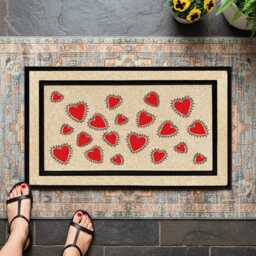 Keith Haring Inspired Hearts Doormat, Washable Entryway Decor - thumbnail 4