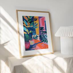 Matisse Style Flowers Illustration Art Print Vibrant Abstract Painting - thumbnail 3