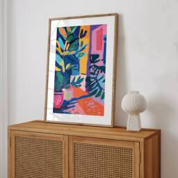 Matisse Style Flowers Illustration Art Print Vibrant Abstract Painting - thumbnail 2