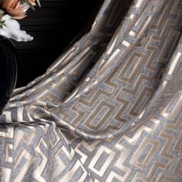 Luxury Gray Curtain Panel Modern Art Deco Drape, Custom Length - thumbnail 2