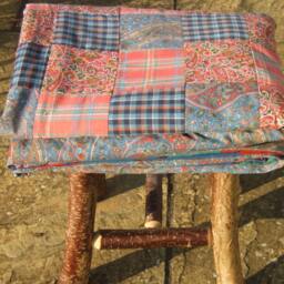 Paisley & Tartan Patchwork Quilt, Handmade Picnic Blanket, Travel Rug, Beach Blanket - thumbnail 3