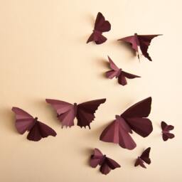 3D Wall Butterflies Plum Butterfly Silhouettes For Girls Room, Nursery, & Home Art Decor - thumbnail 1