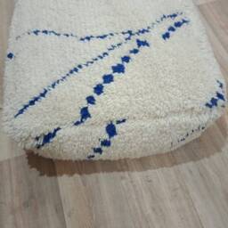 Moroccan Kilim Pouf , Floor Pillow , Handmade , 100% Wool . Size 65x65x25 cm - thumbnail 3