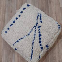 Moroccan Kilim Pouf , Floor Pillow , Handmade , 100% Wool . Size 65x65x25 cm - thumbnail 4