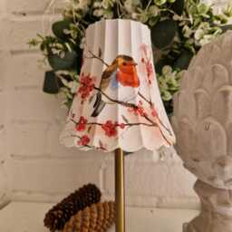 Cordless Touch Lamp. Beautiful Decoupaged Robin Usb Rechargeable Table Lamp.hand Decorated - thumbnail 3