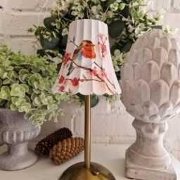Cordless Touch Lamp. Beautiful Decoupaged Robin Usb Rechargeable Table Lamp.hand Decorated - thumbnail 2