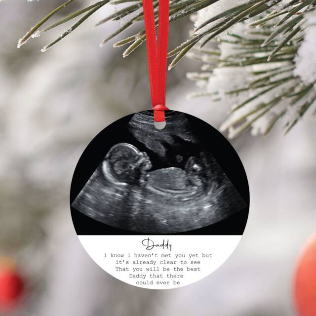 Personalised Baby Scan Bauble For Daddy To Be -Christmas Gift From The Bump - Christmas Tree Decoration Sonogram Xmas - image 1